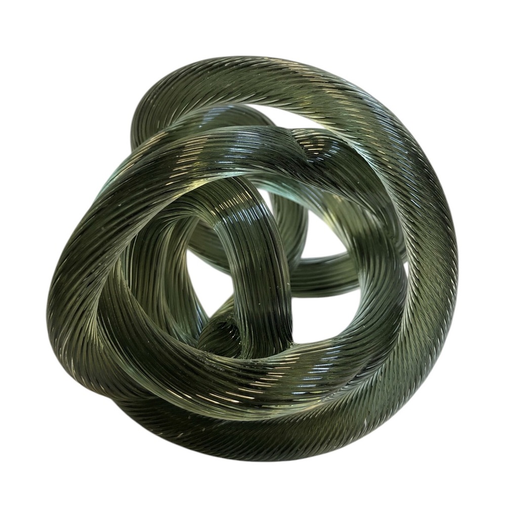 Murano glass knot,  mid-20th century, Paper Weight Art Decor 1970s Green